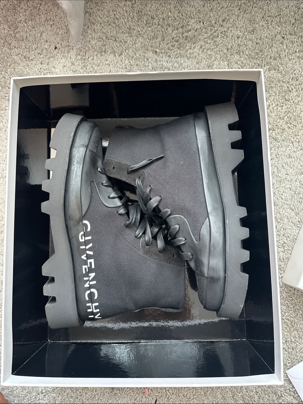 Givenchy Black High-Top Lug Sole Boots with Side Logo